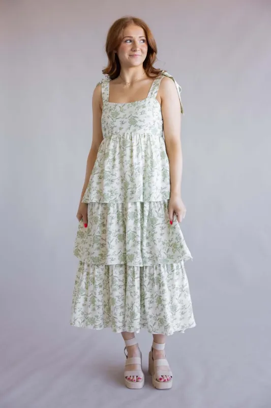 Tiered Floral Maxi Dress for Women in Sage | TB8814-SAGEMULTI made by Glik’s