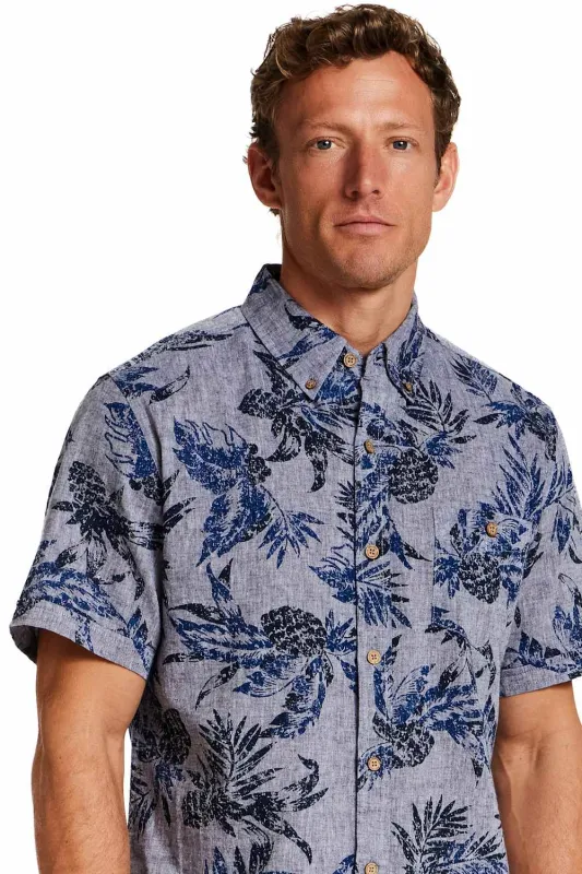 Weatherproof Vintage Cotton Linen Pattern Button Down Shirt for Men in Dress Blue | S2684299GK-DRESSBLUES sold by Glik’s