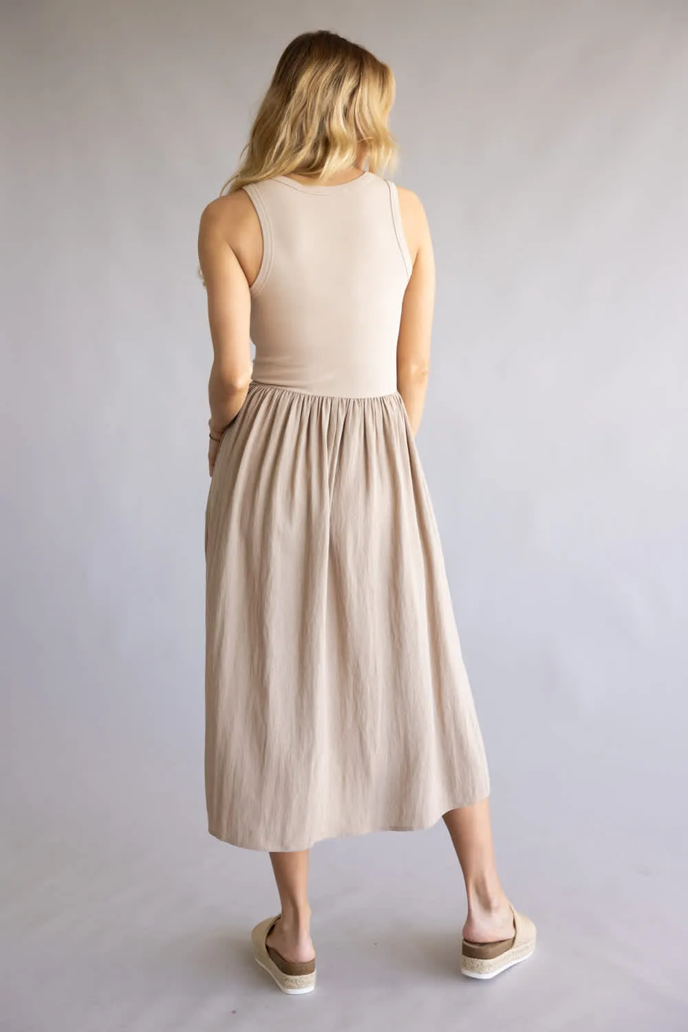 Knit Contrast Midi Dress for Women in Taupe | VND40936A-TAUPE sold by Glik’s product image thumbnail 4