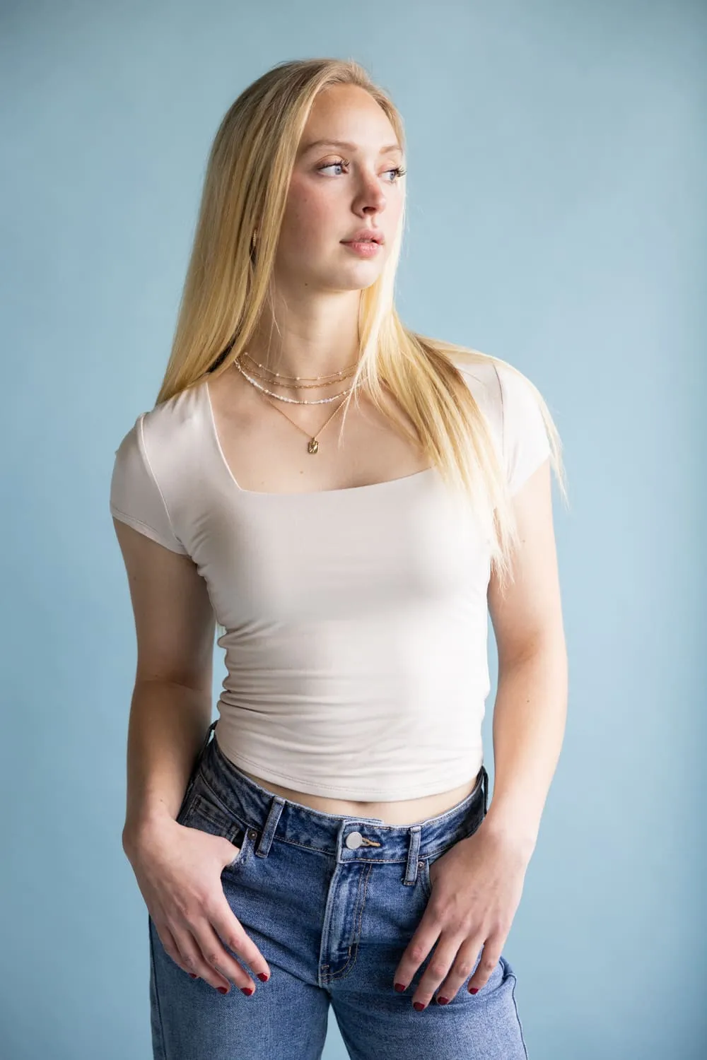 Be Cool Seamless Double Layer Knit T-Shirt for Women in Ecru | 19211-ECRU sold by Glik’s