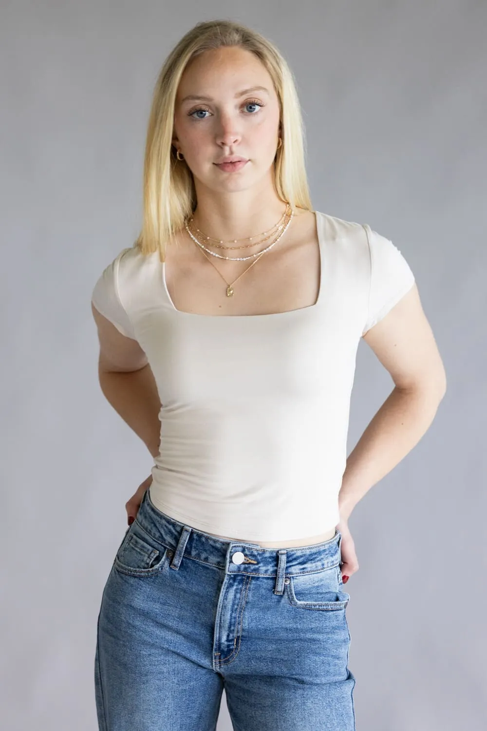 Be Cool Seamless Double Layer Knit T-Shirt for Women in Ecru | 19211-ECRU sold by Glik’s product image thumbnail 2