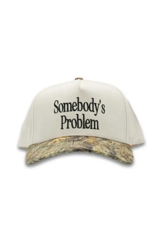 Simply Southern Somebody’s Problem Trucker Hat for Women in Cream/Camo | 0126-HAT-PROBLEM made by Simply Southern