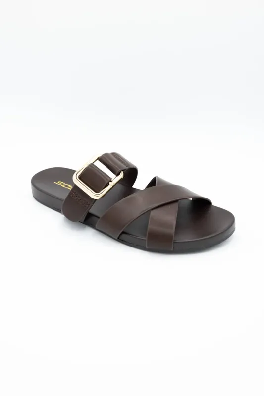 Soda Terse Slide Sandals in Brown | TERSE-S BROWN made by Fortune Dynamic Inc