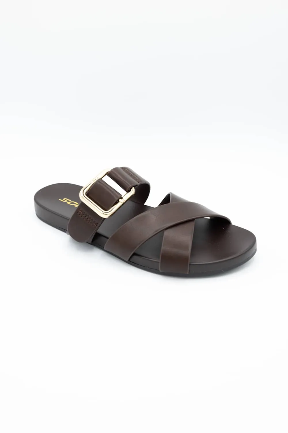 Soda Terse Slide Sandals in Brown | TERSE-S BROWN sold by Glik’s