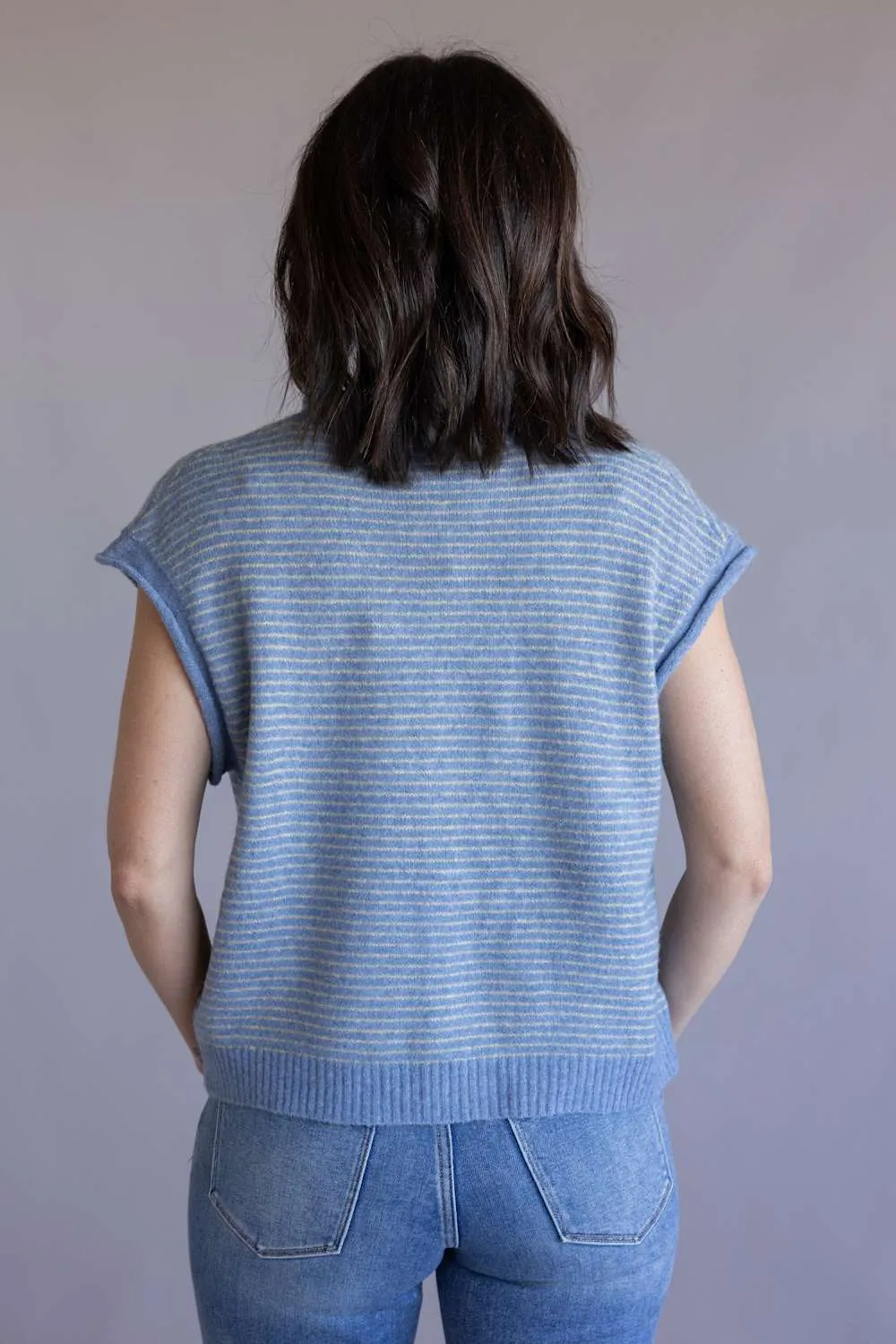 Things Between Piper Vest for Women in Dusty Blue Stripe | TBW13703-DBLU sold by Glik’s product image thumbnail 3