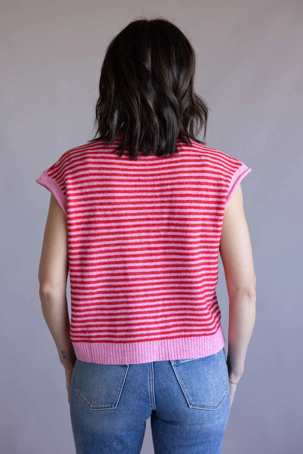 Things Between Piper Vest for Women in Pink Stripe | TBW14508-PNK sold by Glik’s product image thumbnail 3