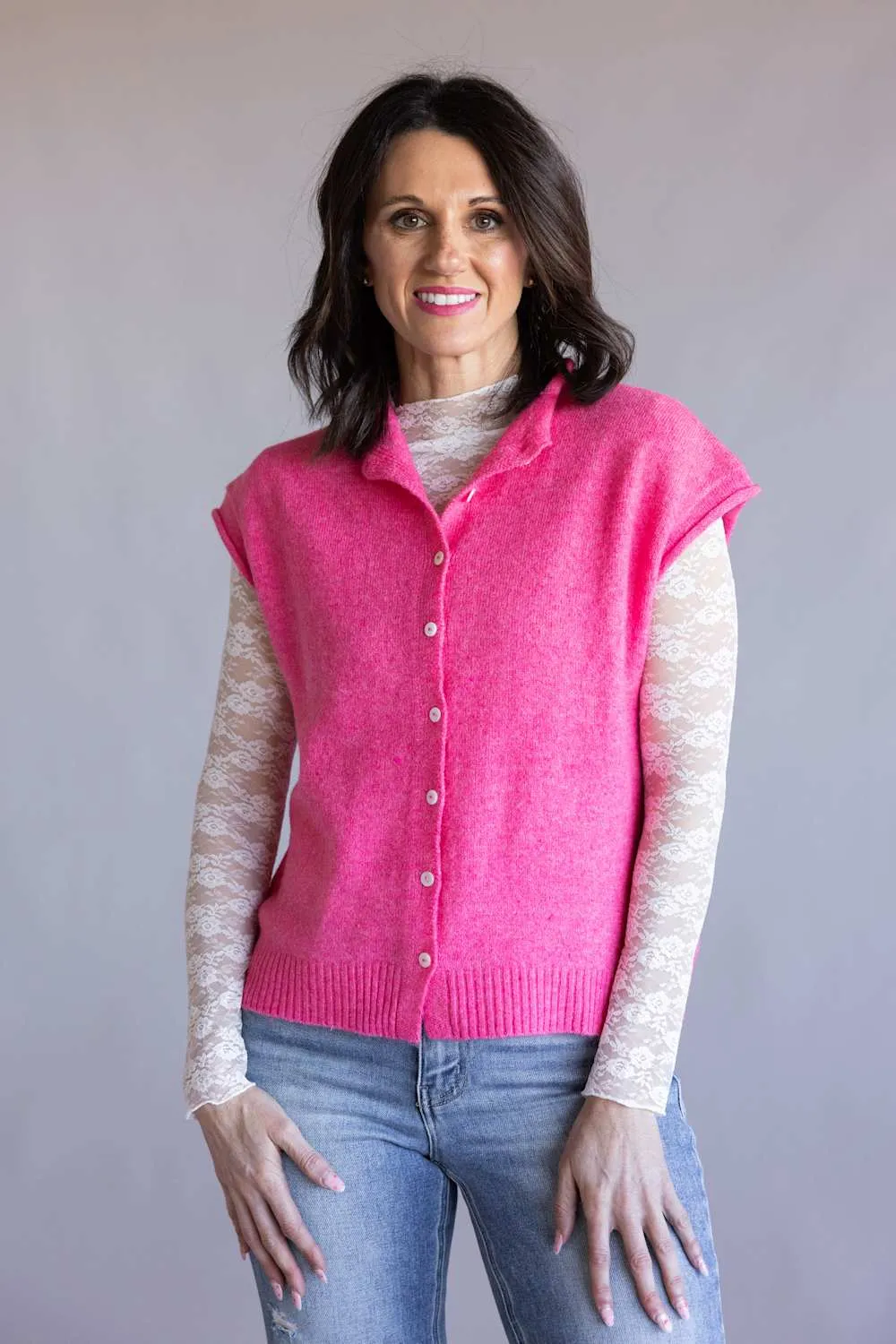 Things Between Piper Vest for Women in Bubblegum | TBW13702-GUM sold by Glik’s