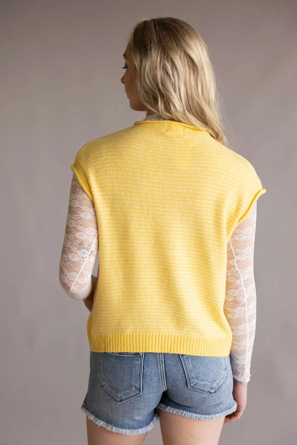 Things Between Piper Vest for Women in Butter Stripe | TBW13703-BTR sold by Glik’s product image thumbnail 3