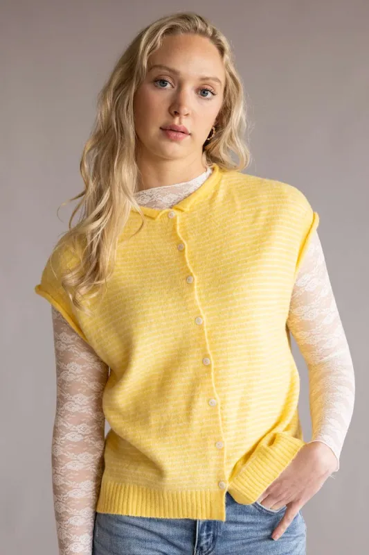 Things Between Piper Vest for Women in Butter Stripe | TBW13703-BTR made by Things Between