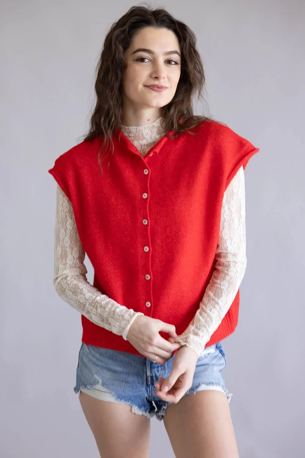 Things Between Piper Vest for Women in Tomato Red | TBW13702-RED sold by Glik’s product image thumbnail 3
