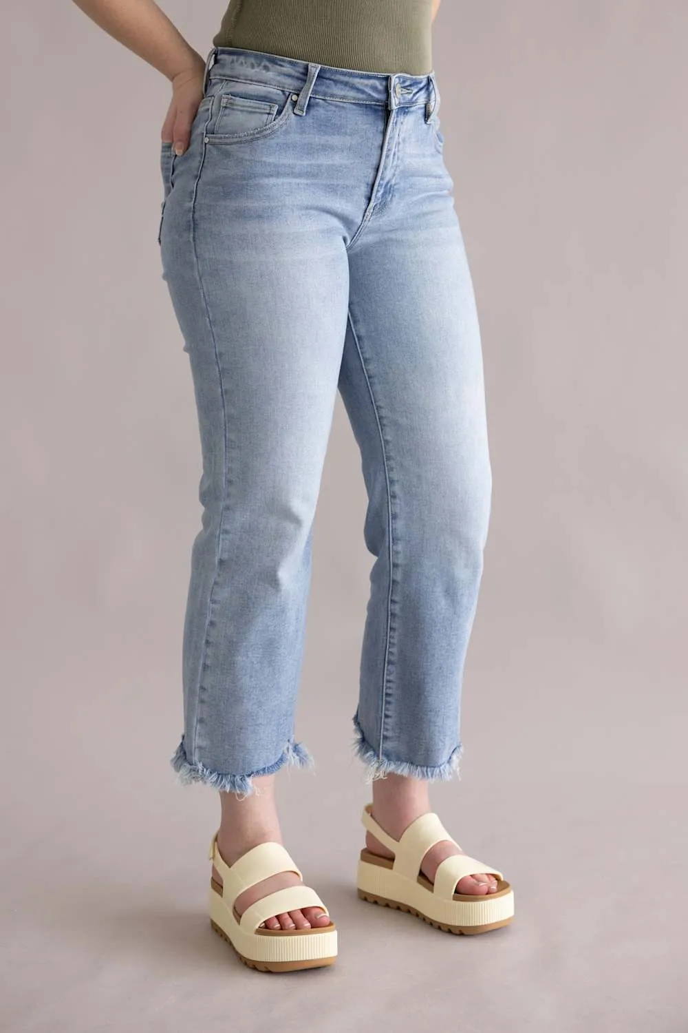 Risen Mid Rise Crop Straight Jeans for Women | PSC21137-LT sold by Glik’s product image thumbnail 4