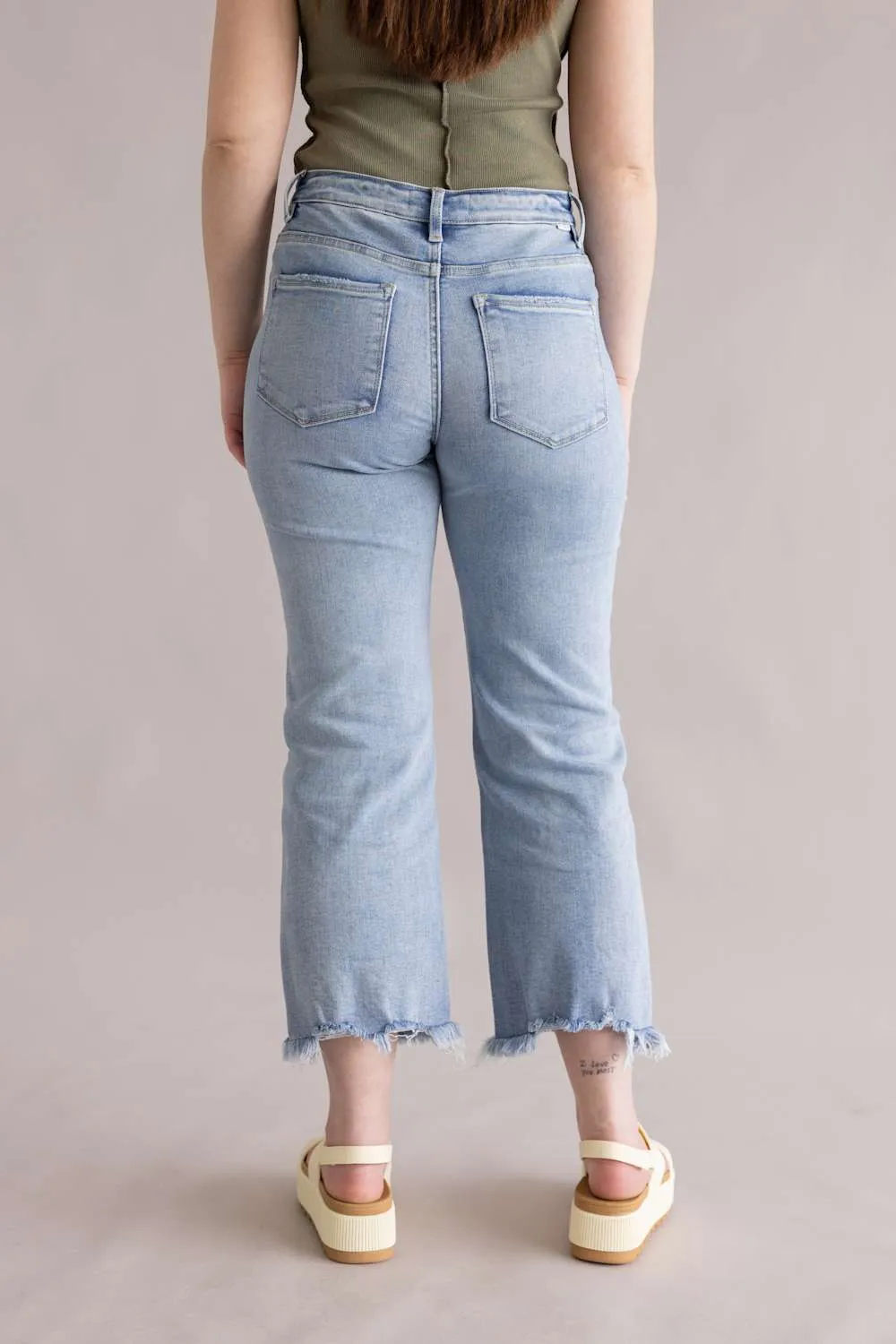 Risen Mid Rise Crop Straight Jeans for Women | PSC21137-LT sold by Glik’s product image thumbnail 3