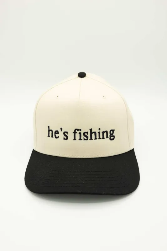 Hes Fishing Trucker Hat for Women in Black/Tan | KDC-BC-1200-BLK-TAN sold by Glik’s