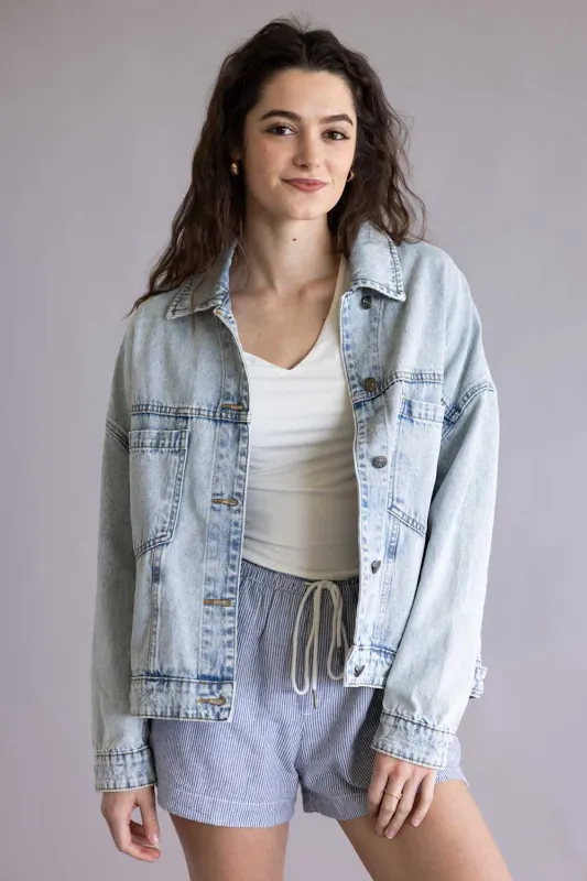 Mustard Seed Denim Jacket for Women | DS0548-LTDENIM made by Mustard Seed