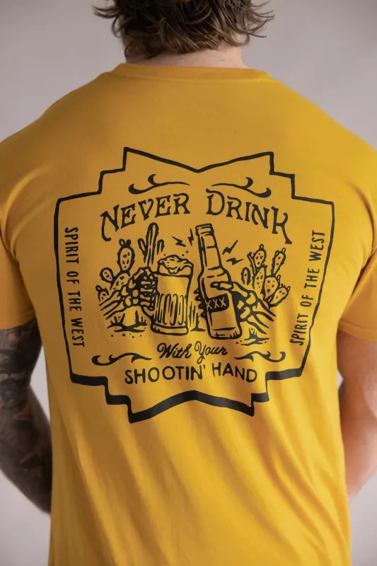 Sendero Shootin’ Hand T-Shirt for Men in Goldenrod | SPCS121F13-GOLDENROD sold by Glik’s