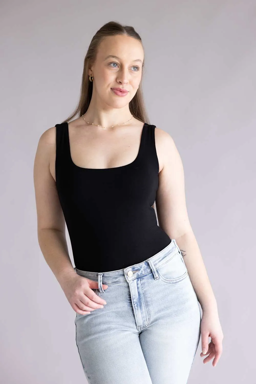 Final Touch Double Layer Tank Top for Women in Black | VT16608-BLACK sold by Glik’s product image thumbnail 5