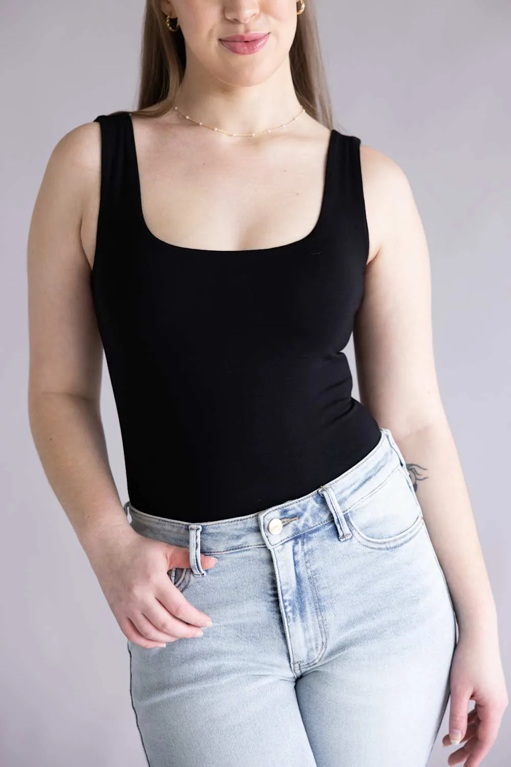 Final Touch Double Layer Tank Top for Women in Black | VT16608-BLACK sold by Glik’s product image thumbnail 3