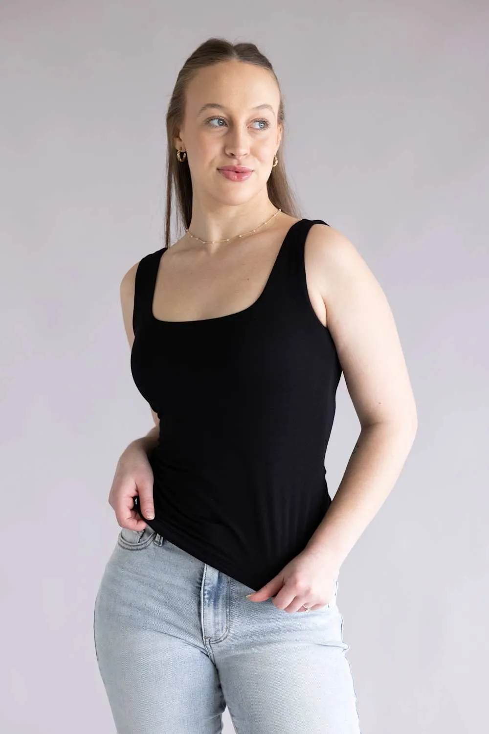 Final Touch Double Layer Tank Top for Women in Black | VT16608-BLACK sold by Glik’s product image thumbnail 2