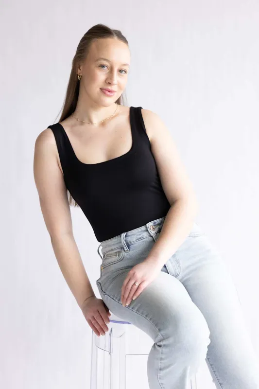 Final Touch Double Layer Tank Top for Women in Black | VT16608-BLACK made by Final Touch