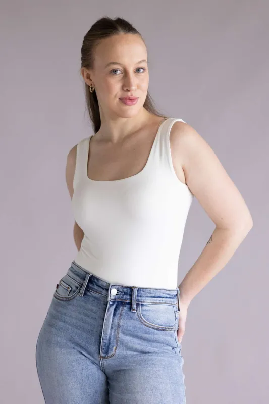 Final Touch Double Layer Tank Top for Women in White | VT16608-IVORY made by Final Touch
