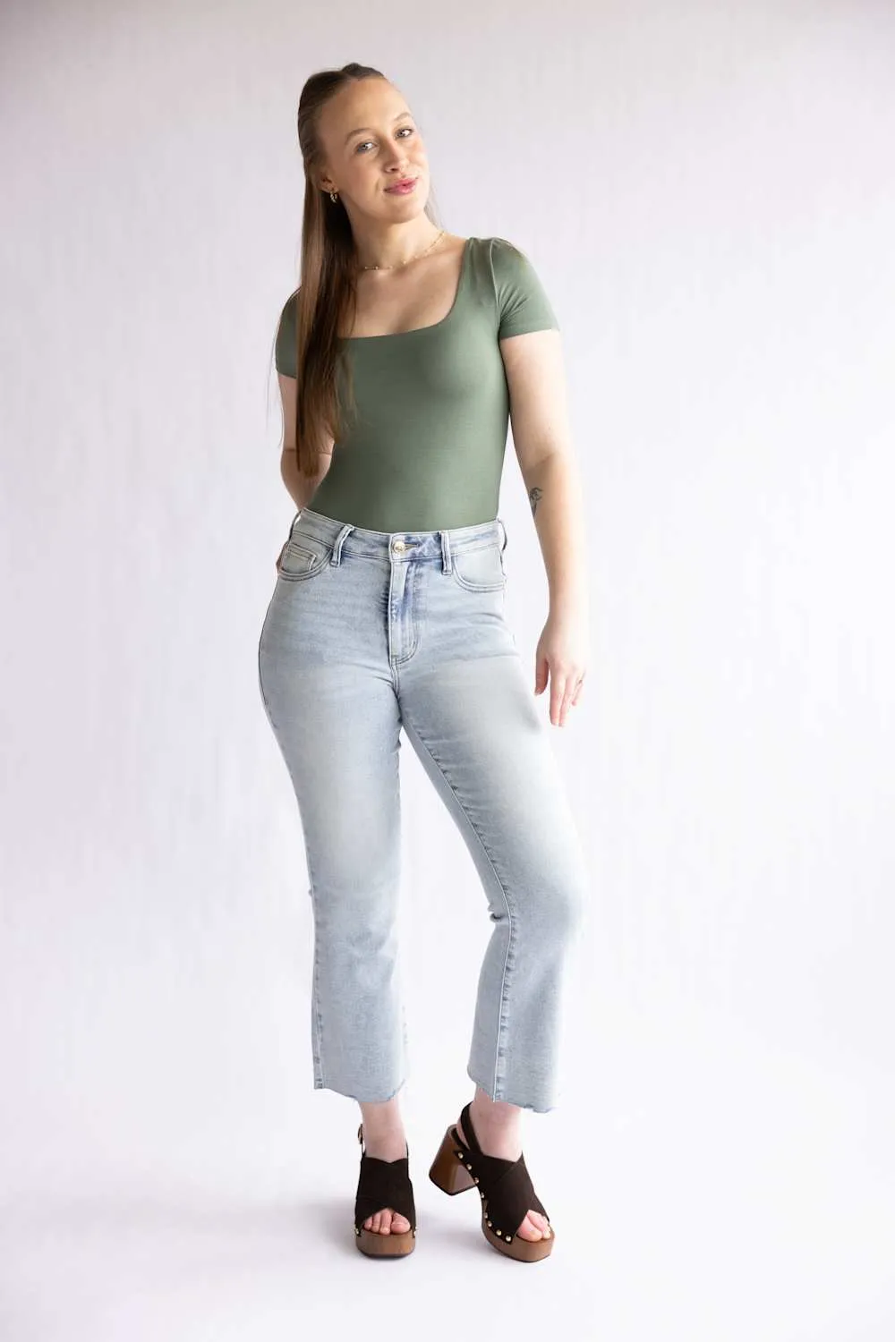 Final Touch Double Layer Knit T-Shirt for Women in Olive | VT30991-OLIVEPI sold by Glik’s product image thumbnail 2