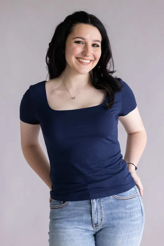 Final Touch Double Layer Knit T-Shirt for Women in Navy | VT30991-NAVY made by Final Touch