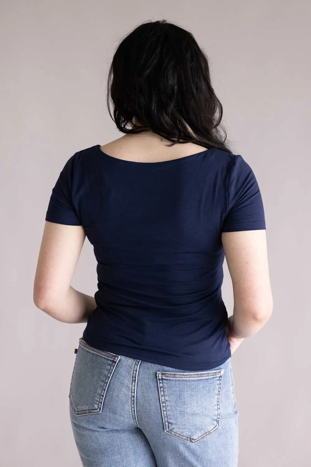 Final Touch Double Layer Knit T-Shirt for Women in Navy | VT30991-NAVY sold by Glik’s product image thumbnail 3