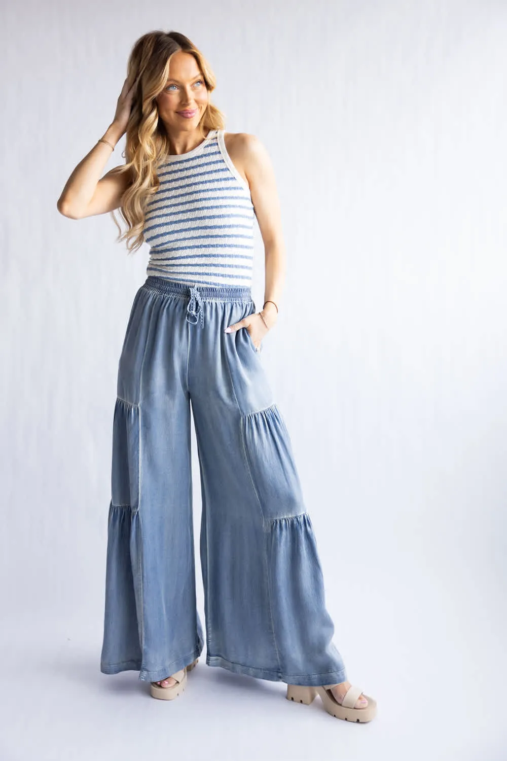 Textured Stripe Tank Top for Women in Cream and Navy | 14343-CRMNVY sold by Glik’s product image thumbnail 2