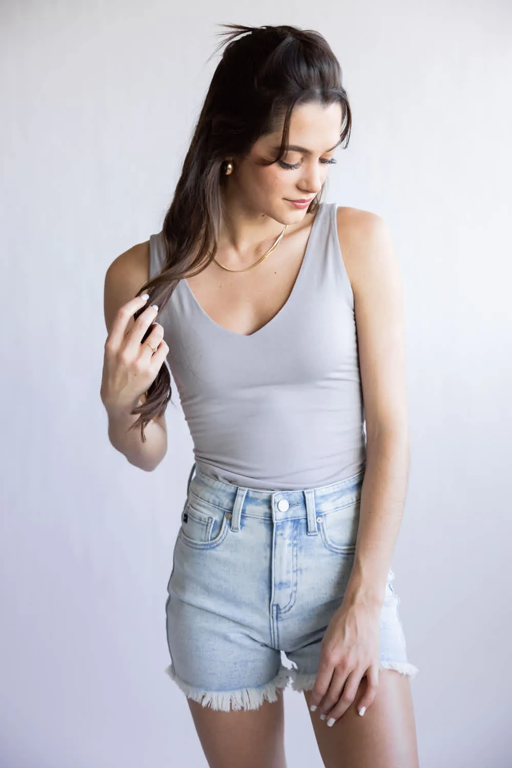 Be Cool Seamless Double Layer Knit Basic Tank Top for Women in Earth Grey | 18363-EARTHGREY sold by Glik’s product image thumbnail 2