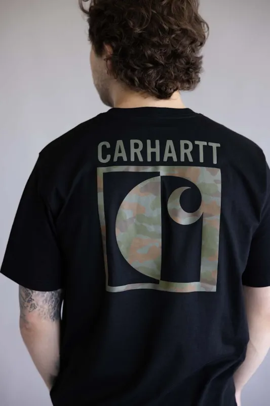 Carhartt Irvine Relaxed Block Camo T-Shirt for Men in Black | 107296-N04-BLACK made by Carhartt