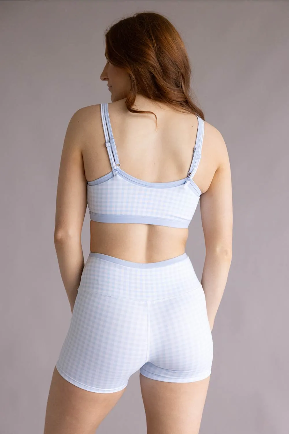 Double Layer Gingham Sports Bra for Women in Light Blue | TP80238-1H-BLUEGINGHAM sold by Glik’s product image thumbnail 3