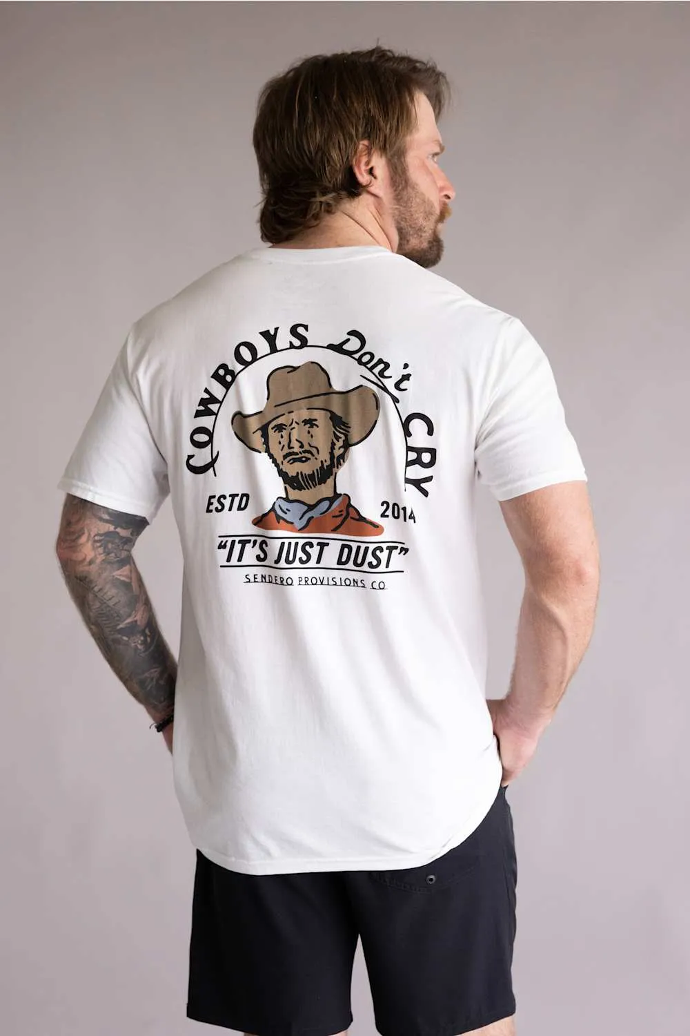 Sendero Provisions Co. Cowboys Don’t Cry T-Shirt for Men in Vintage White | SPCS123S22-VINTAGE WHITE sold by Glik’s