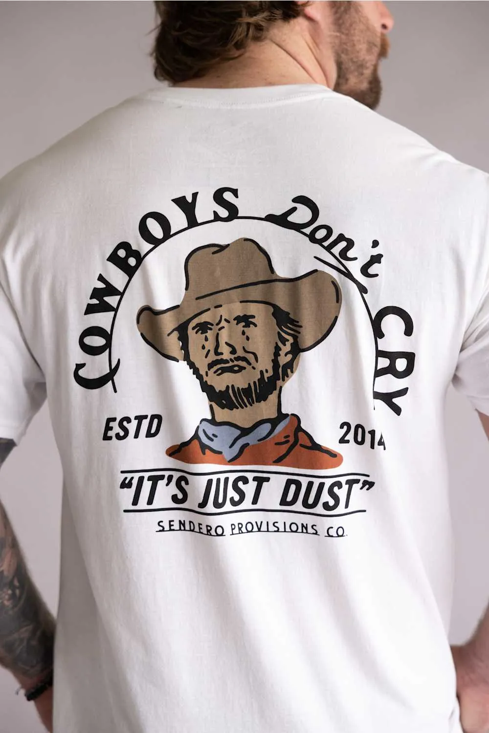 Sendero Provisions Co. Cowboys Don’t Cry T-Shirt for Men in Vintage White | SPCS123S22-VINTAGE WHITE sold by Glik’s product image thumbnail 4