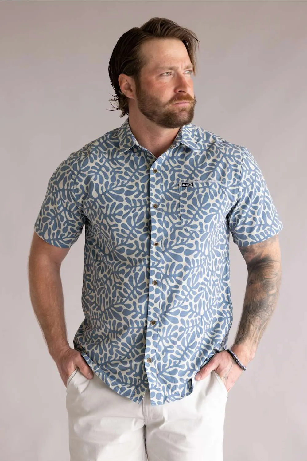 Jetty Garwood Woven Button Up Shirt for Men in Blue | S26GARW-M11001BLU sold by Glik’s