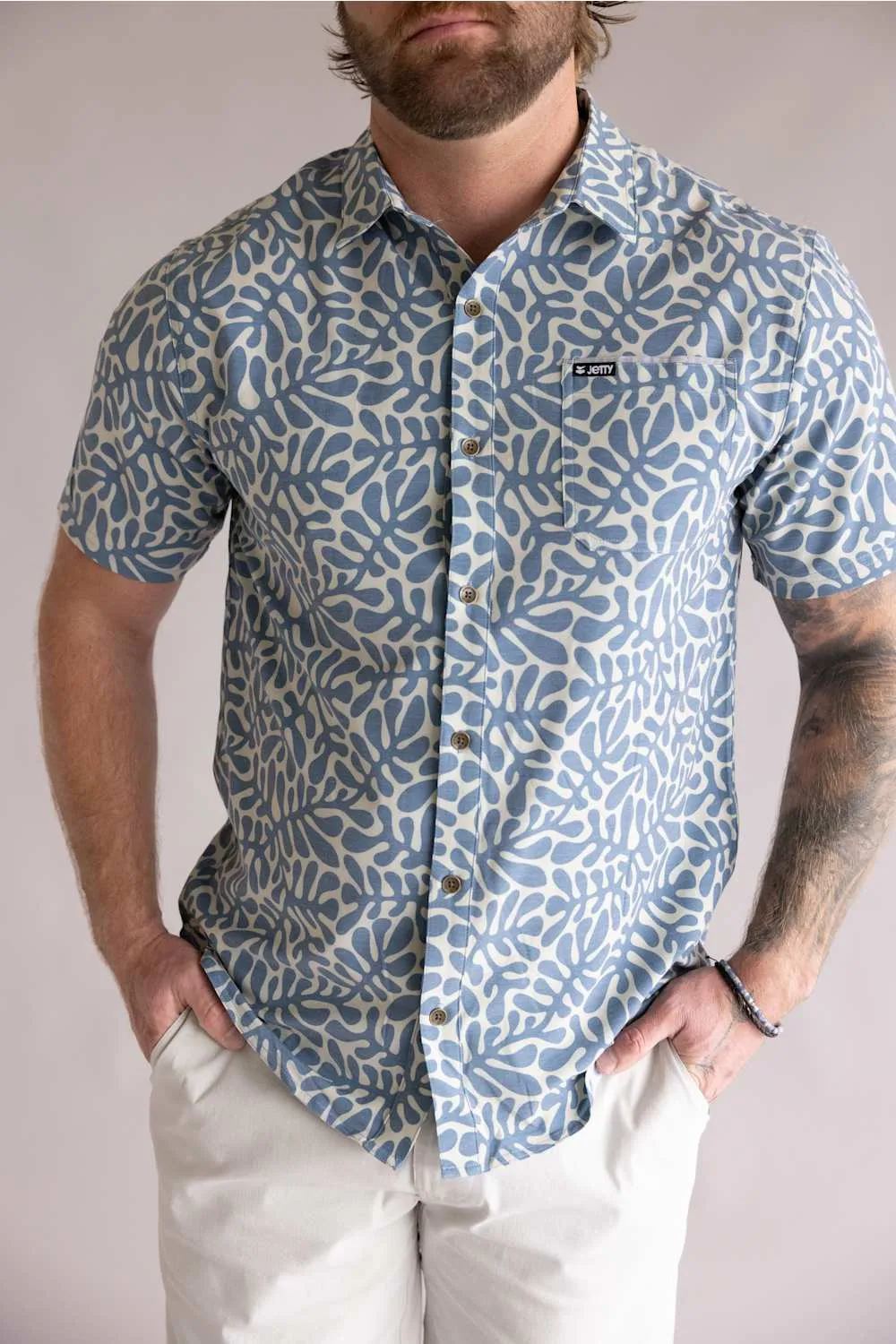 Jetty Garwood Woven Button Up Shirt for Men in Blue | S26GARW-M11001BLU sold by Glik’s product image thumbnail 2