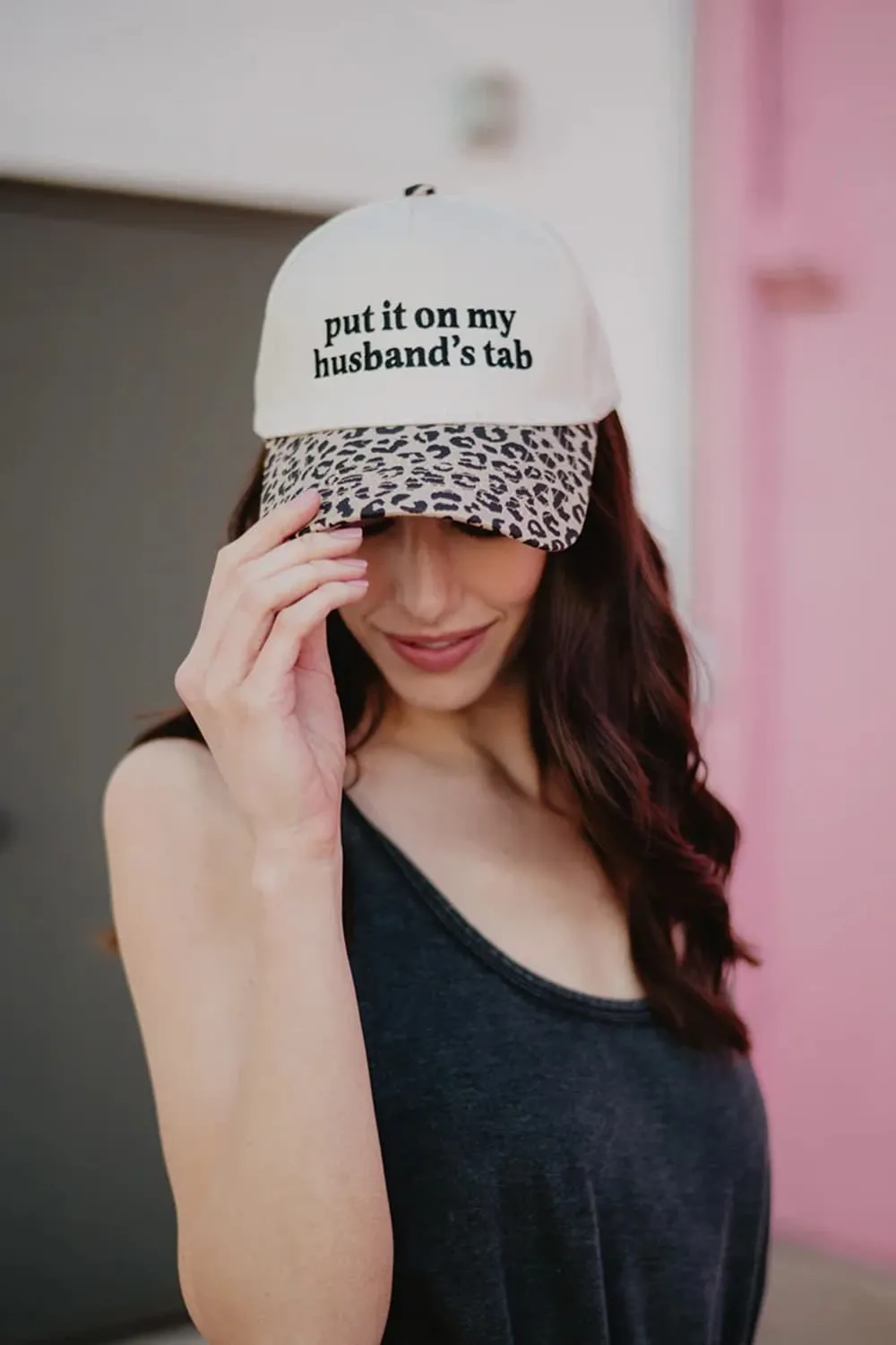 Put It On My Husband’s Tab Trucker Hat for Women in Leopard/Tan | KDC-BC-1110-LEO-TAN sold by Glik’s product image thumbnail 2