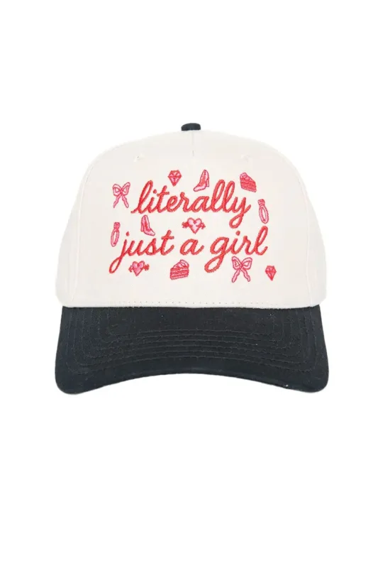 Literally Just A Girl Trucker Hat for Women in Black/Tan | KDC-BC-1179-BLK-TAN sold by Glik’s