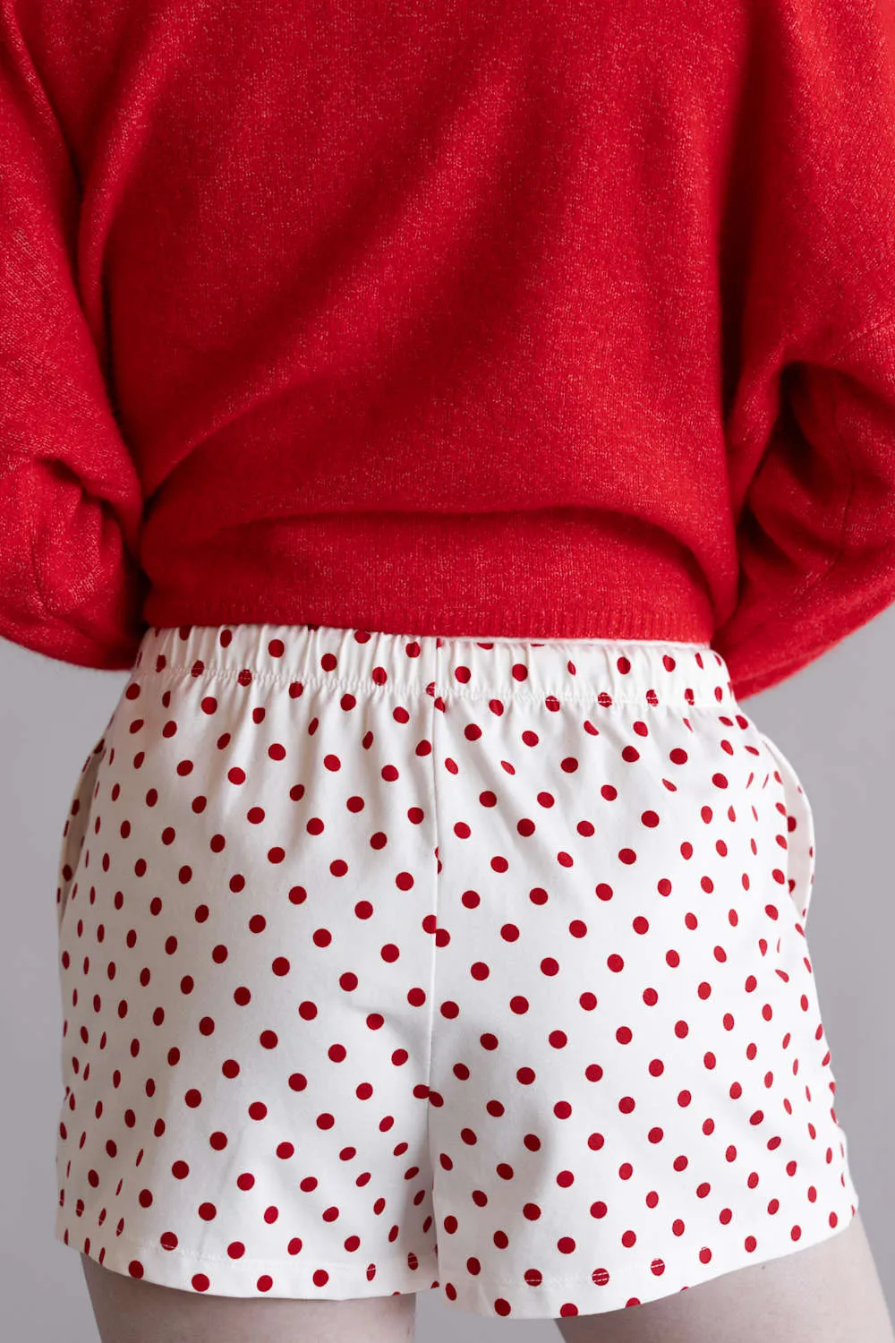 Polka Dot Drawstring Shorts for Women in White/Red | DZ26C385-RED sold by Glik’s product image thumbnail 2
