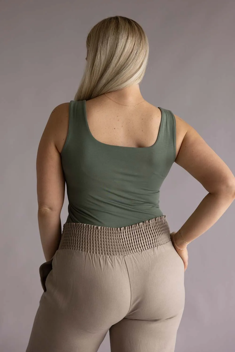 Final Touch Double Layer Tank Top for Women in Olive | VT16608-OLIVEPI sold by Glik’s product image thumbnail 3