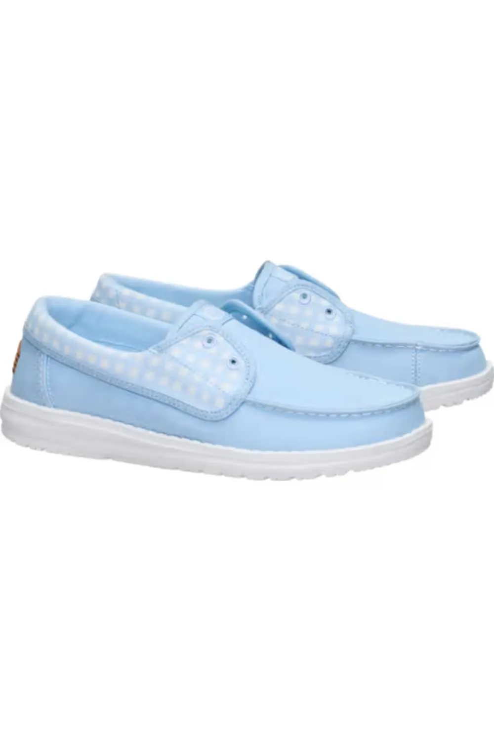 HEYDUDE Women’s Wendy Cru Gingham Shoes in Skyway/Blue Multi | 45415-4ZR sold by Glik’s