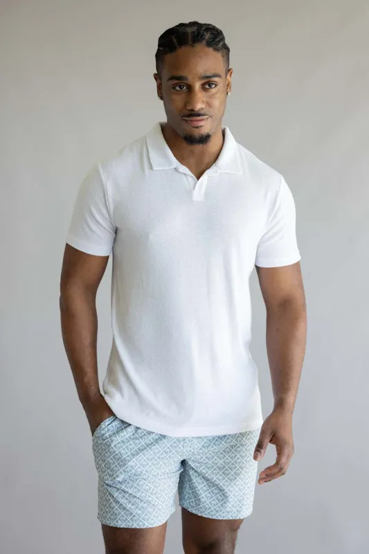 Vintage Summer Boucle Jersey Polo for Men in White | V67901 WHITE made by Glik’s