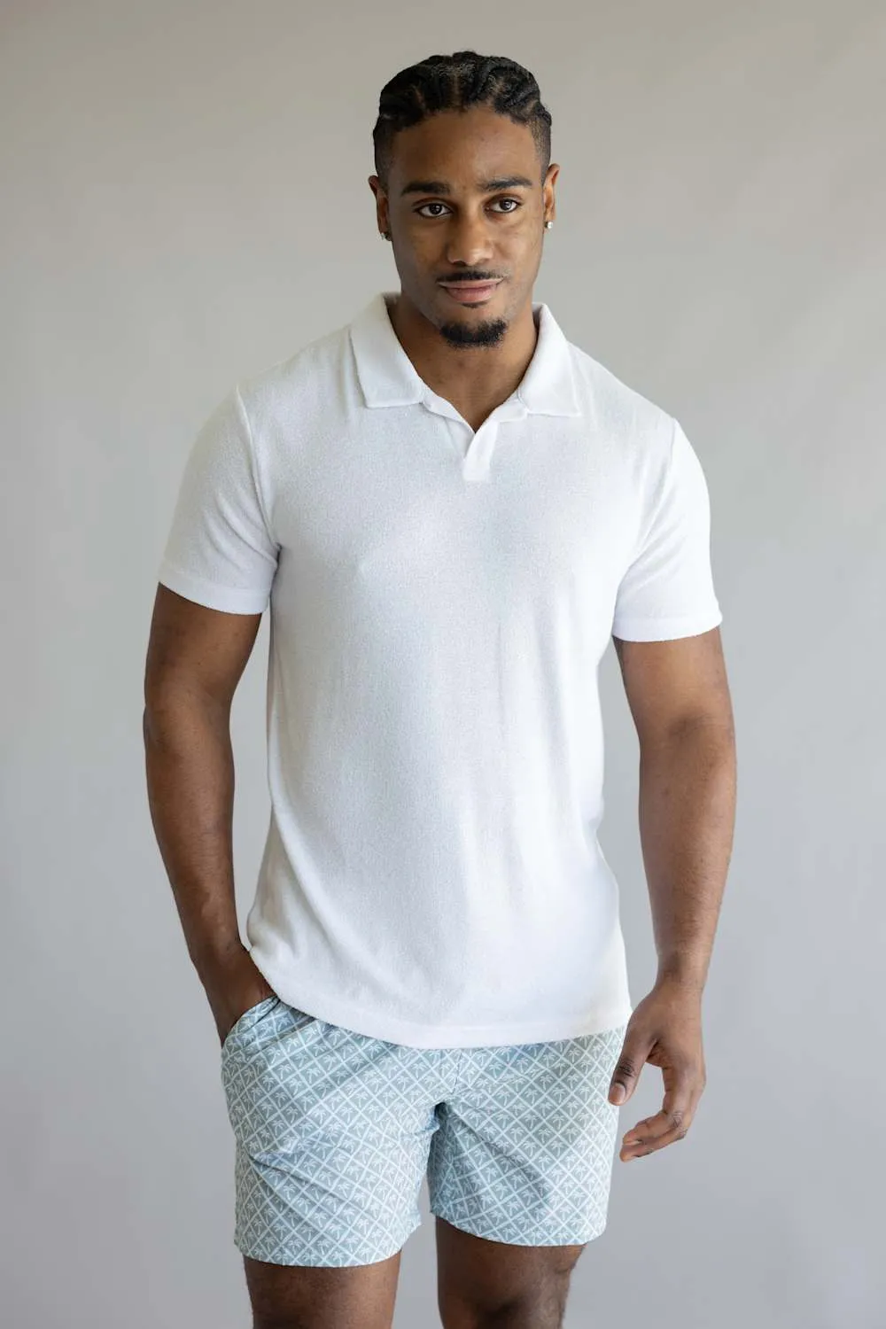 Vintage Summer Boucle Jersey Polo for Men in White | V67901 WHITE sold by Glik’s