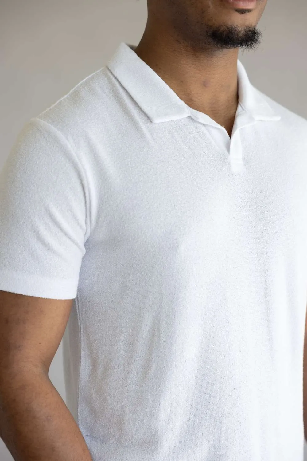 Vintage Summer Boucle Jersey Polo for Men in White | V67901 WHITE sold by Glik’s product image thumbnail 3