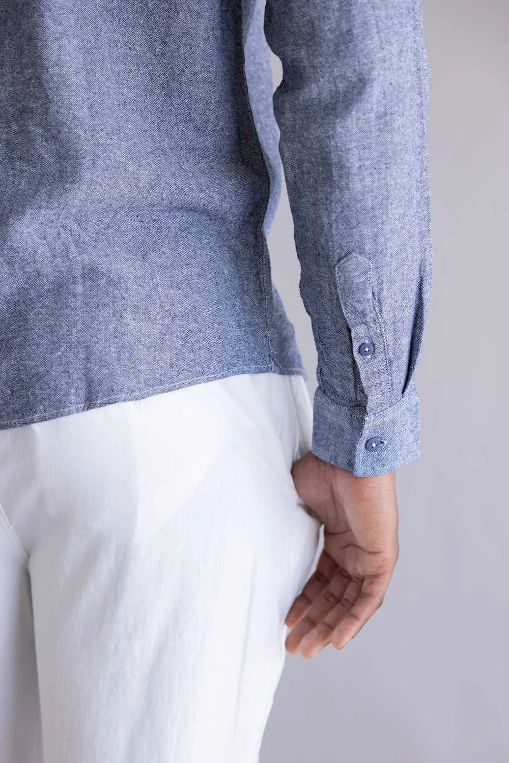 Vintage Summer Linen Button Up Shirt for Men in Navy | V62902 fNAVY sold by Glik’s product image thumbnail 3