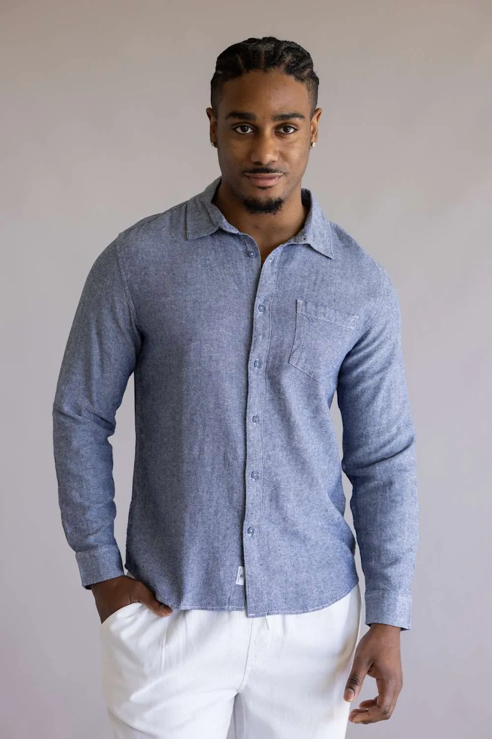 Vintage Summer Linen Button Up Shirt for Men in Navy | V62902 fNAVY sold by Glik’s product image thumbnail 5