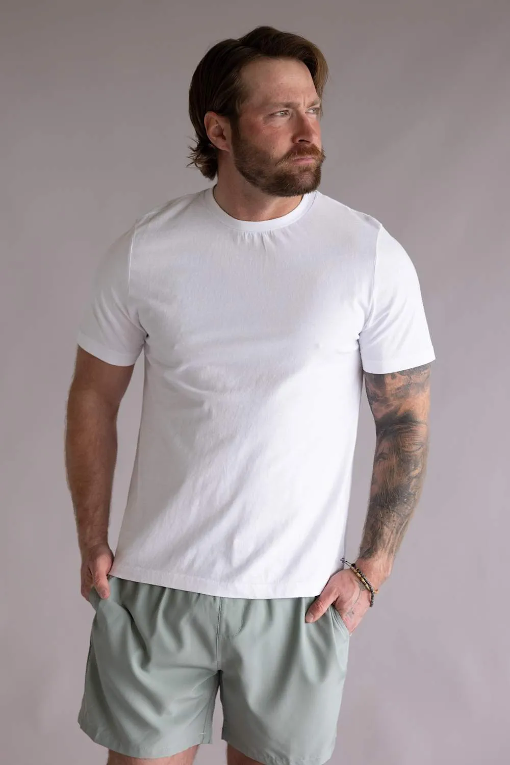 Industrie Classic Crew T-Shirt for Men in White | MTE39546C-WHITE sold by Glik’s product image thumbnail 4