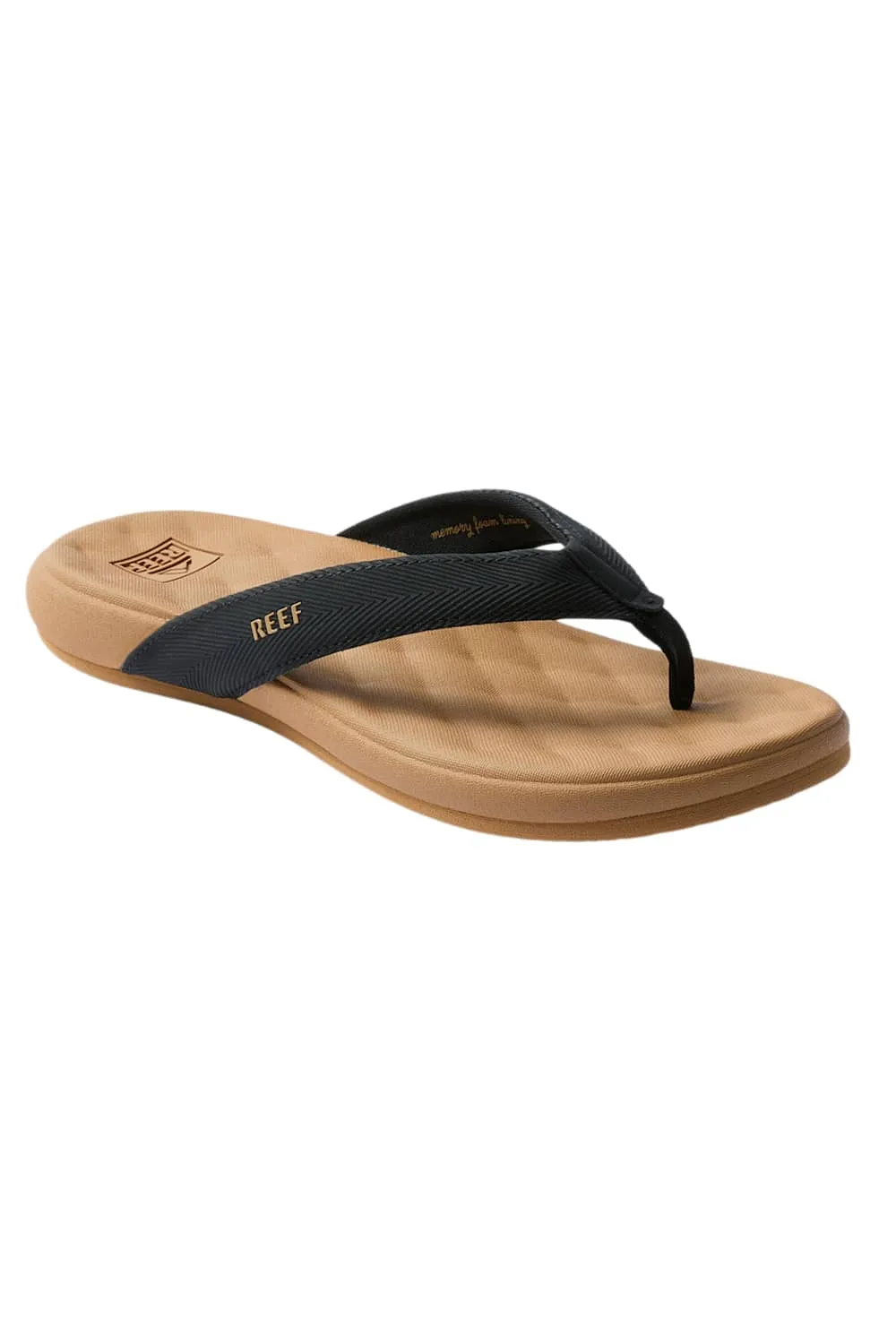 Reef Cushion Melody Flip Flops for Women in Black/Tan | CJ8132 sold by Glik’s