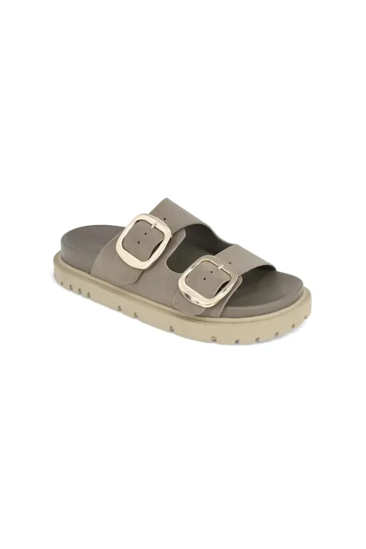 MIA Gen Chunky Slide Sandals for Women in Taupe | GS1488501-TAUPE/GOLD BKL made by Mia Shoes