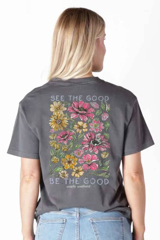 Simply Southern See the Good T-Shirt for Women in Graphite | MINWASH-THEGOOD-GRPHT made by Simply Southern