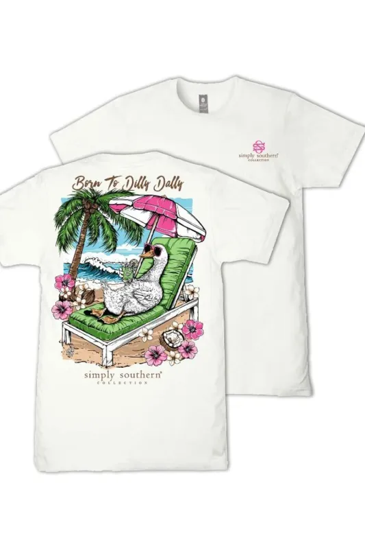 Simply Southern Plus Size Born to Dilly Dally T-Shirt for Women in Oyster | EXT-SS-DILLYDALLY-OYSTER made by Simply Southern